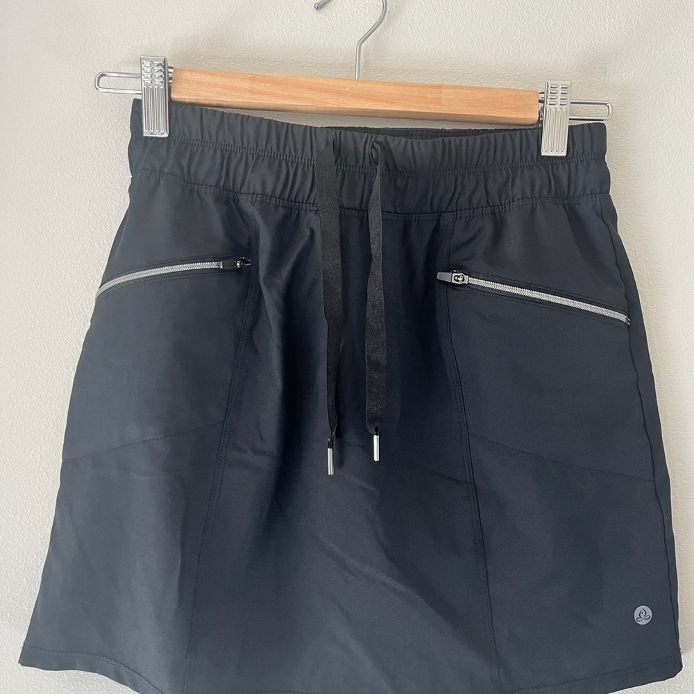 Apana Black Mini Skirt with Zipper Pockets
